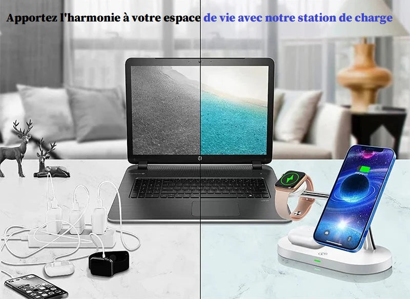 Station de Charge Magnétique 3-en-1
